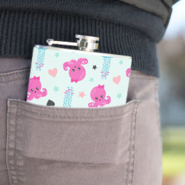 Meerestiere, Meeresleben, Oktopus, Quallen, Herzen Flachmann