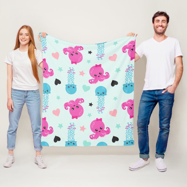 Meerestiere, Meeresleben, Oktopus, Quallen, Herzen Fleecedecke (Beispiel)