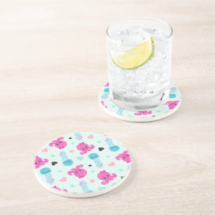 Meerestiere, Meeresleben, Oktopus, Quallen, Herzen Getränkeuntersetzer