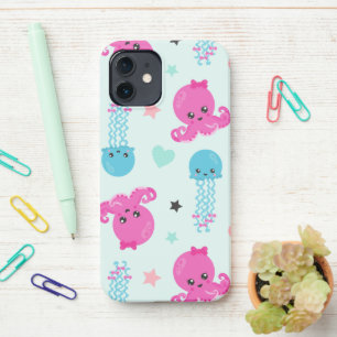 Meerestiere, Meeresleben, Oktopus, Quallen, Herzen iPhone 12 Hülle