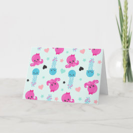 Meerestiere, Meeresleben, Oktopus, Quallen, Herzen Karte