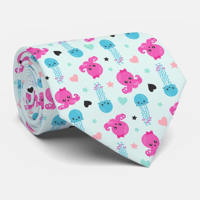 Meerestiere, Meeresleben, Oktopus, Quallen, Herzen Krawatte (Gerollt)