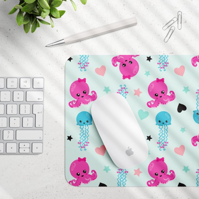 Meerestiere, Meeresleben, Oktopus, Quallen, Herzen Mousepad (Von Creator hochgeladen)