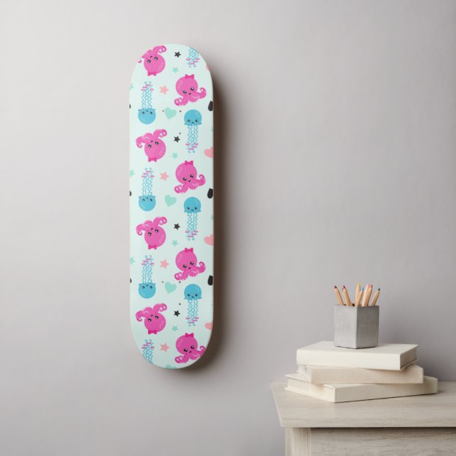 Meerestiere, Meeresleben, Oktopus, Quallen, Herzen Skateboard (Wandkunst)
