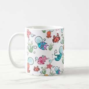 Meerestiere-Motiv-Tasse. Tasse mit gemusterten Mee