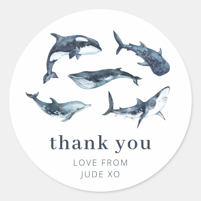 Meerestiere Runder Aufkleber (Vorderseite)