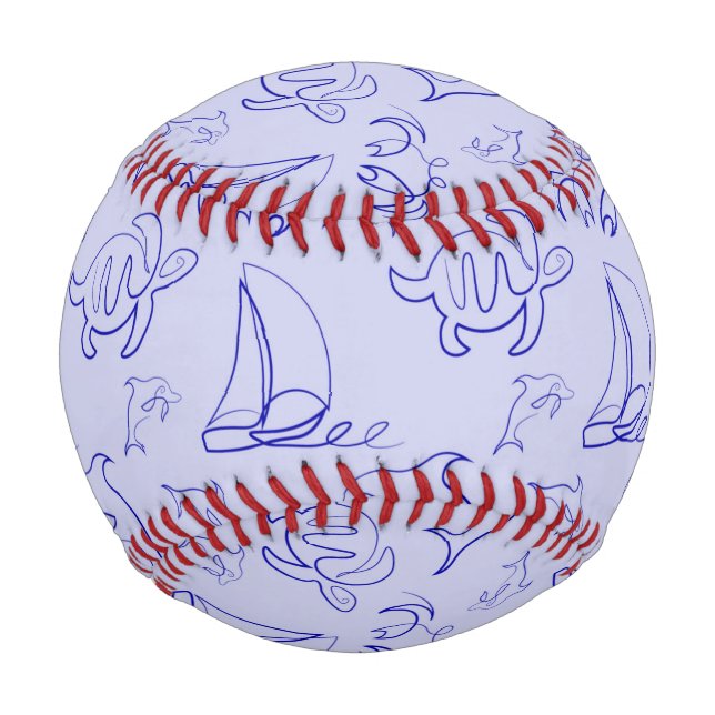 Meerestiere und Segelboote mit einer einzigen zeic Baseball (Vorderseite)