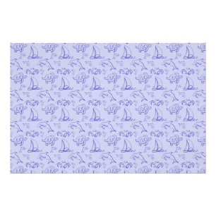 Meerestiere und Segelboote mit einer einzigen zeic Fotodruck