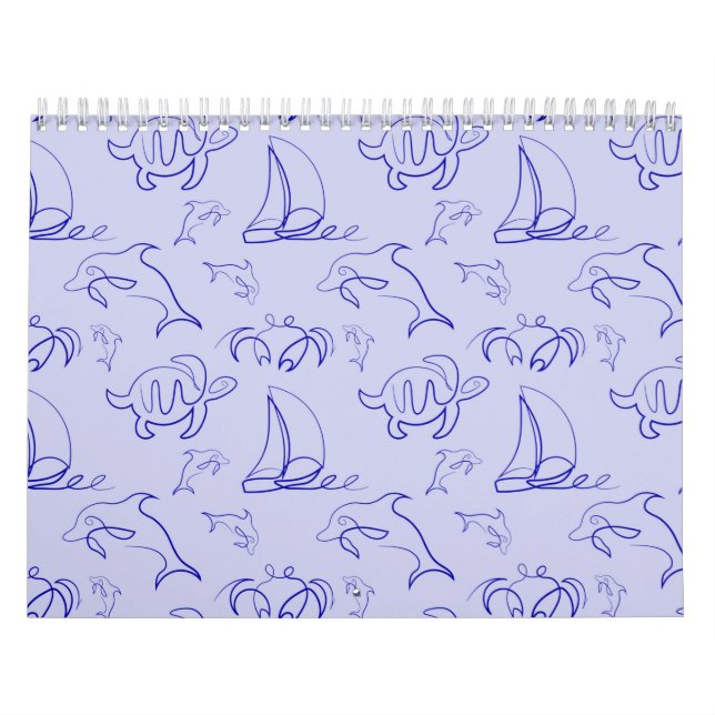 Meerestiere und Segelboote mit einer einzigen zeic Kalender (Titelbild)