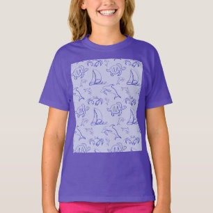 Meerestiere und Segelboote mit einer einzigen zeic T-Shirt