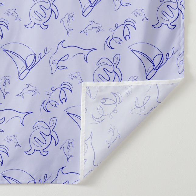 Meerestiere und Segelboote mit einer einzigen zeic Wandteppich (Detail)