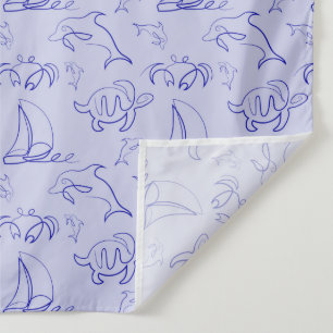 Meerestiere und Segelboote mit einer einzigen zeic Wandteppich