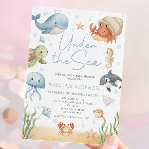 Meerestiere unter dem Meer Baby Shower Einladung