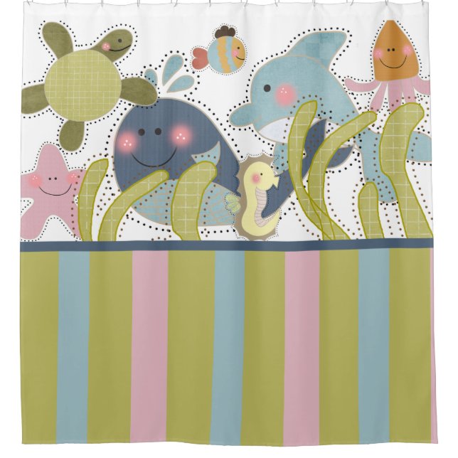 Meerestiere Whale Porpoise Duschvorhang (Vorderseite)