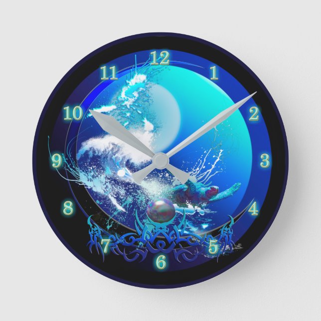 MEERESTURTLE BLAUE MOON RACE RUNDE WANDUHR (Vorderseite)