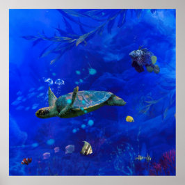 MEERESTURTLE WIND AUF DEM WASSER POSTER