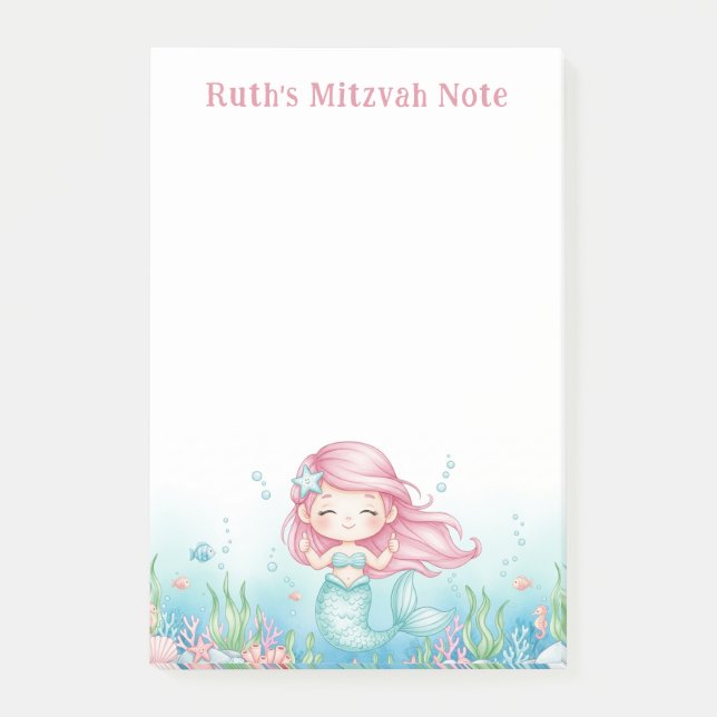 Meeresunterwasser Meerjungfrau Personalisiert Mitz Post-it Klebezettel (Vorderseite)