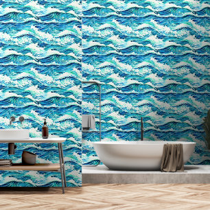 Meereswellen blaue weiße Küstengewässer Insel Tapete