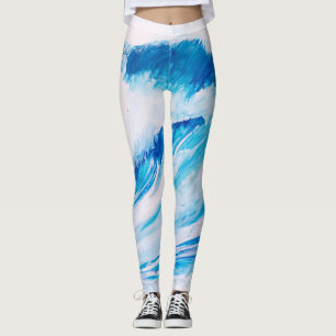 Meereswellen: Blumarine Wasserfarbe Schönheit. Leggings