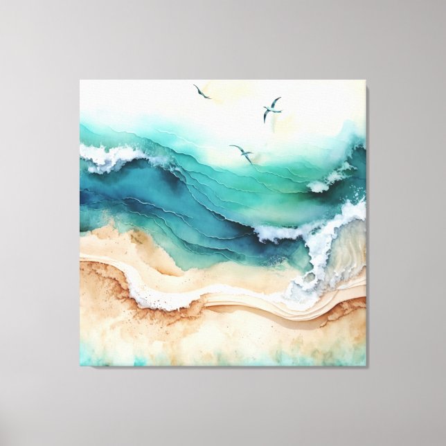 Meereswellen brechen an der Küste ab Leinwanddruck (Vorderseite)