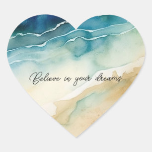 Meereswellen Herz-Aufkleber