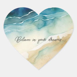 Meereswellen Herz-Aufkleber