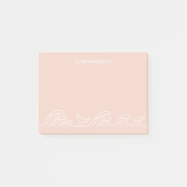 Meereswellen Küstenmädchen personalisiert Post-it Klebezettel (Vorderseite)