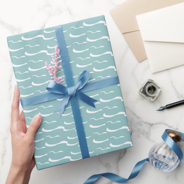 Meereswellen Meer Aqua Türkis Gemustert Geschenkpapier (Schenken)