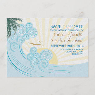 Meereswellen Strandhochzeit speichern Sie die Datt Save The Date