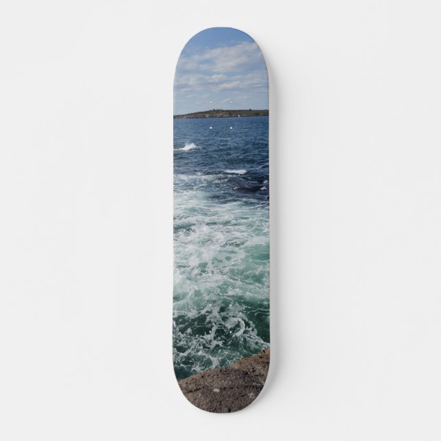 Meereswellen Strandwasser blaue Welle Skateboard (Vorne)