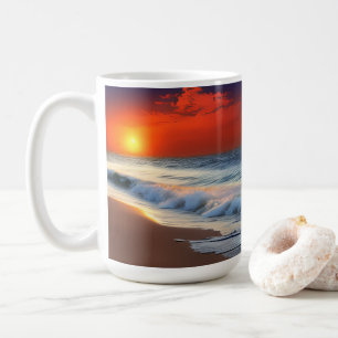 Meereswellen und Sonnenuntergänge auf Sanddusche Kaffeetasse