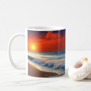 Meereswellen und Sonnenuntergänge auf Sanddusche Kaffeetasse