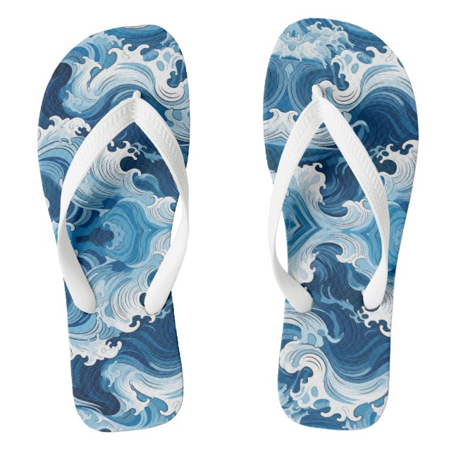 Meereswellen Wasserelement Flip Flops (Fußbett)
