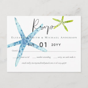 MEERESWELT Beach Ocean Wedding RSVP Postkarte