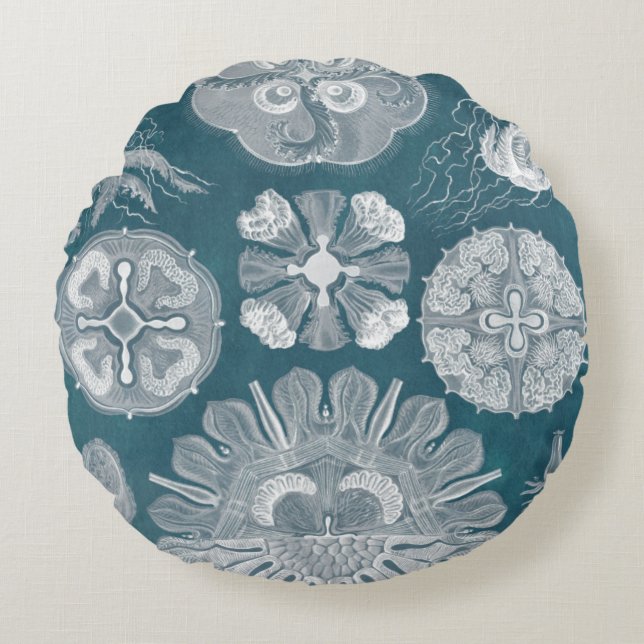 Meereswelt Blueprint IV Rundes Kissen (Vorderseite)