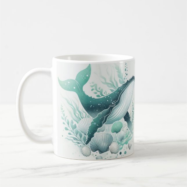 Meereswelt des aquamarinen Waldes Kaffeetasse (Links)
