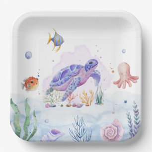 Meereswelt für Wasserfarben Papier Teller