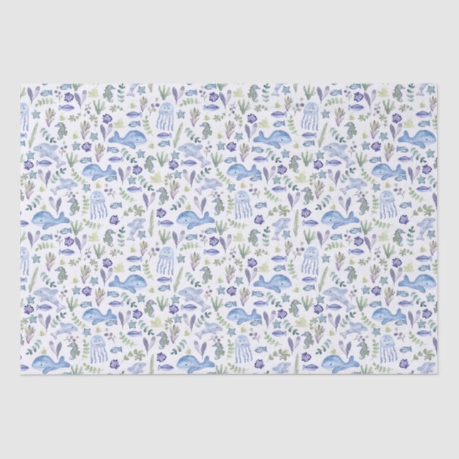 Meereswelt Moderne Wasserfarbe  Seidenpapier (Vorderseite)