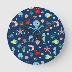 Meereswelt Runde Wanduhr