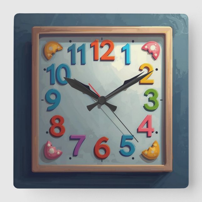 Meerfarben Quadratische Wanduhr (Vorderseite)