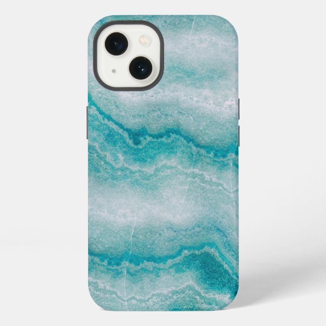 Meergrüne Marmortextur  iPhone Hülle (Rückseite)