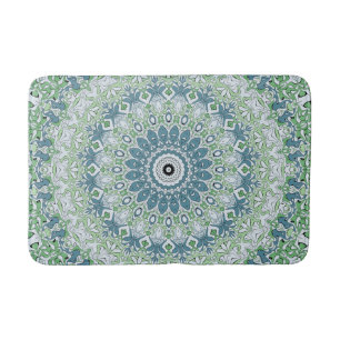 Meergrünes und blaues Küstenmandala-Muster Badematte