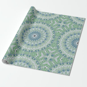 Meergrünes und blaues Küstenmandala-Muster Geschenkpapier