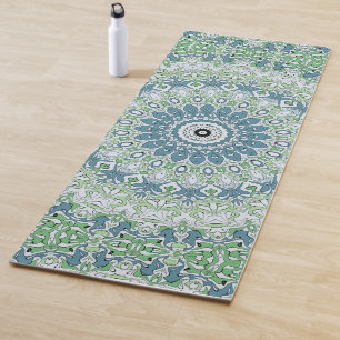 Meergrünes und blaues Küstenmandala-Muster Yogamatte
