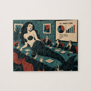 Meerhexe im Mid-Century-Stil am Tag der Q3-Firmenb Puzzle