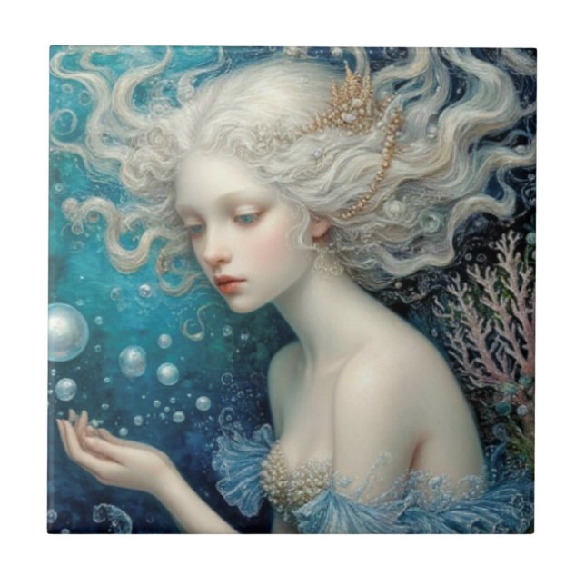 Meerjungenkoralle unter der Fantasie des Meeres Fliese (Vorderseite)