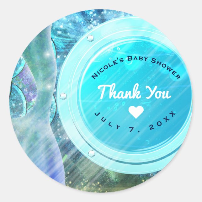 Meerjungenskala verzaubert unter dem Gastgeschenk Runder Aufkleber (Vorderseite)