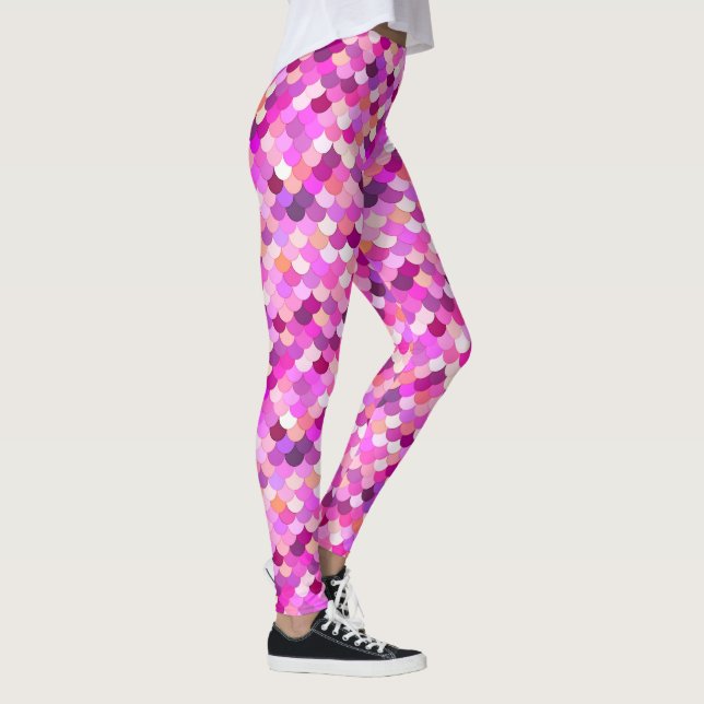 Meerjungenskales, Violet, Amethyst und Korallen Leggings (Rechts)