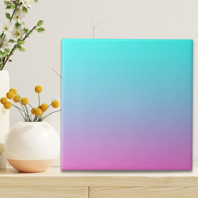 Meerjungfarben Farbverlauf lila rosa Aqua ombre Fliese (Mermaid colors gradient purple pink aqua ombre ceramic tile)
