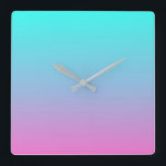 Meerjungfarben lila rosa Aquombre Quadratische Wanduhr<br><div class="desc">Meerjungfarben Gefälle lila rosa Aqua ombre Zuhause Zubehör. Farbraumzubehör</div>